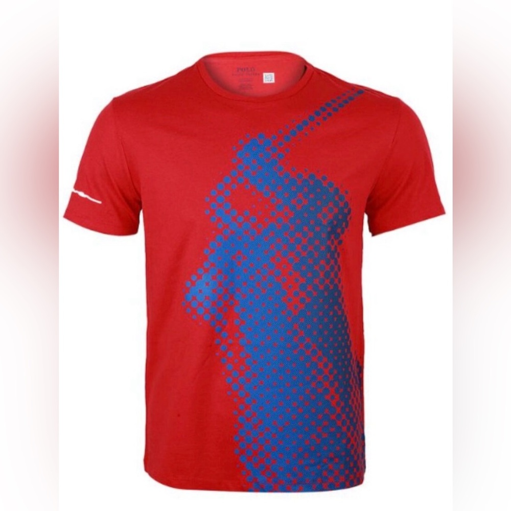 Polo Ralph Lauren Big Pony Dot Print Short-Sleeve T-Shirt Red/Navy- Mens Medium